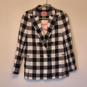 Kate Spade Women’s New Black White Gingham Blazer Size 2